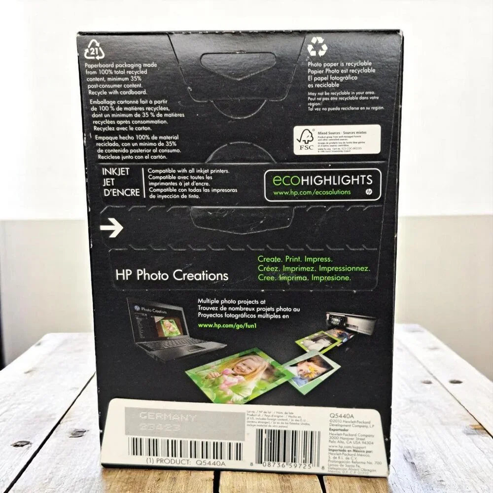 HP Everyday Inkjet Photo Paper Glossy 4x6 Inch 100 Sheets, Sealed Unopened Box